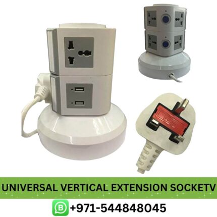 Best Universal Vertical Extension Socket Price in UAE - Buy INNOV 4-Way Universal Vertical Extension Socket with 2 USB Ports in Dubai, UAE