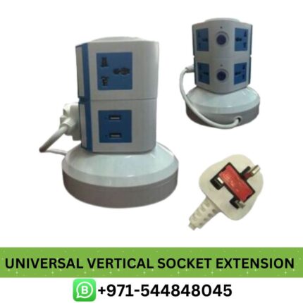 2 Layers Universal Vertical Socket Extension with 2 USB Ports, in UAE Near me power extension socket - Buy 2-Layer Universal Extension Socket in Dubai