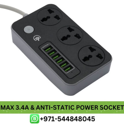 Buy Best Power Socket With USB 6 Port - Max 3.4A Price in Dubai - Static Power Socket UAE - Static Power Socket Dubai anti static power