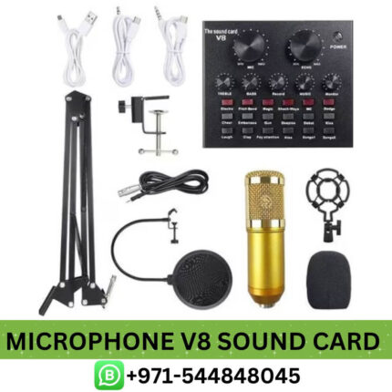 Buy QUBOO Professional Microphone V8 Sound Card Price in Dubai | QUBOO Microphone V8 Sound Card UAE Near me, Sound Card Dubai