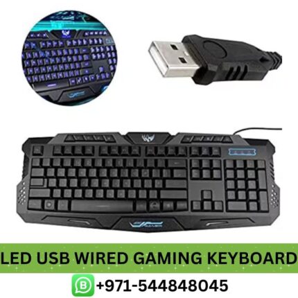 Buy LED USB Wired Gaming Keyboard Price in Dubai _ LED Illuminated USB Wired Blue Backlight Gaming UK Keyboard Near me UAE