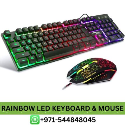 Buy RAINBOW LED Keyboard And Mouse Price in Dubai _ RAINBOW LED Gaming Wired Keyboard & Mouse Set Near me UAE